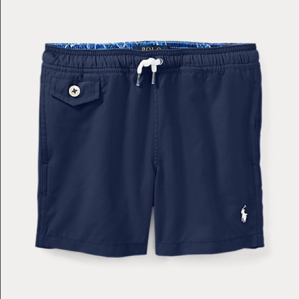 Ralph Lauren Navy Twill Swim Trunks (2T)